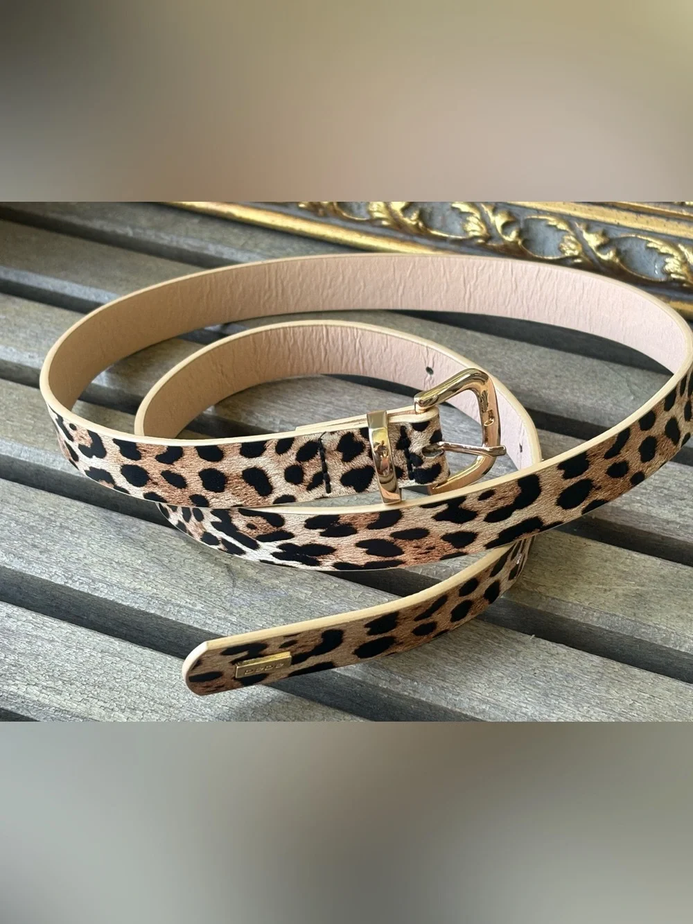 Women's M Leopard Print Synthetic Faux Leather Belt Animal Print